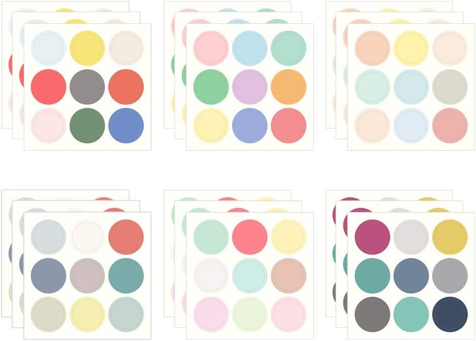 Monolike Circle Stickers - Shuffle Round Dot Sticker Medium Size Set, 6 Type Stickers 18 Sheets | Amazon (US)