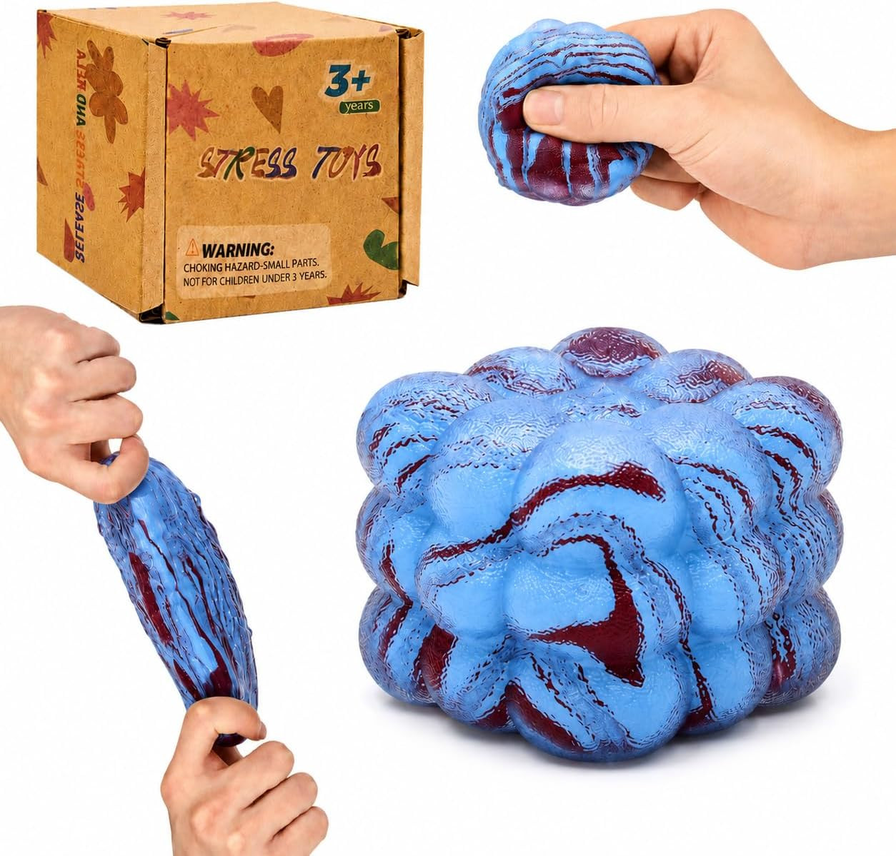 Cube Squishy Toy, Jumbo Frosted Sensory Cube with Thickened Durable Design, Stress Relief Squeeze Fidget for Classroom, Office Desk, Autism-Friendly Play (Blue) | Amazon (US)