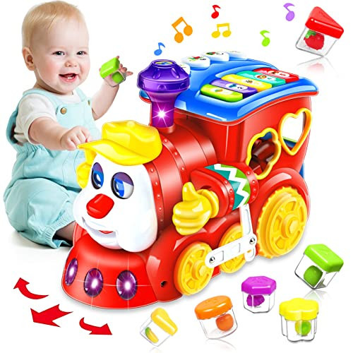 Baby Toys for 1 Year Old Boy Girl Gift Musical Train Baby Toys 6-12 12-18 Months,Early Educational Learning Montessori Kids Toys with Blocks/Light Toddler Christmas Birthday Gifts for 1 2 3 Year Old | Amazon (US)