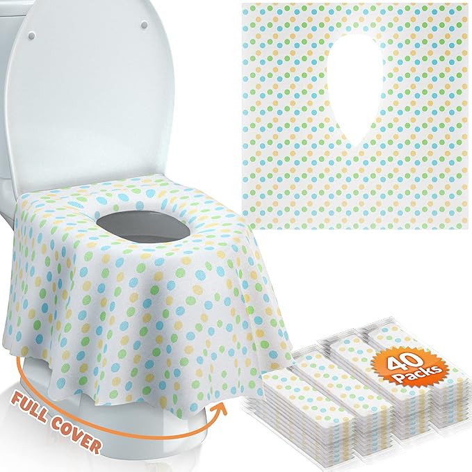 Gimars 40 Packs Disposable Travel Toilet Seat Covers Extra Large, Individually Wrapped Portable N... | Amazon (US)