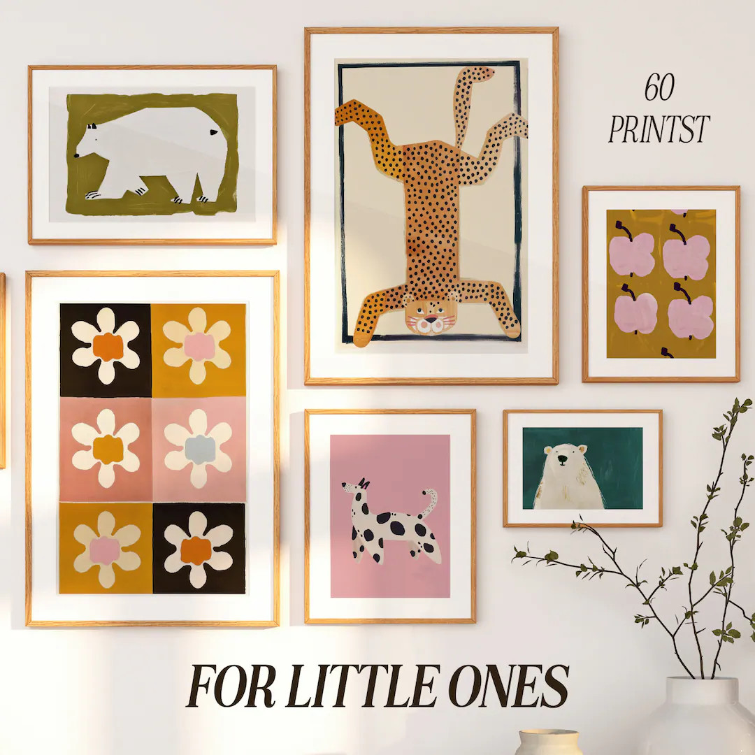 Eclectic Nursery Prints Bundle - Kids Room Wall Art for Girls & Boys - Etsy | Etsy (US)
