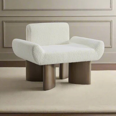 Cerryn Modern Sculptural Shearling Accent Chair with Curved Silhouette and Metal Legs – Cozy Contemporary Lounge Seating | Wayfair North America