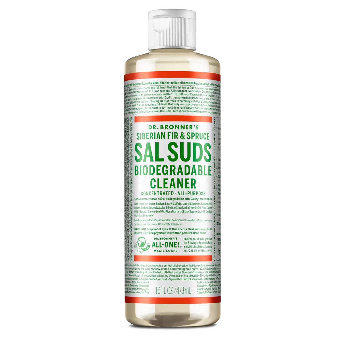 Dr. Bronner's Siberian Fir & Spruce Sal Suds Biodegradable Cleaner - 16 fl oz | Target