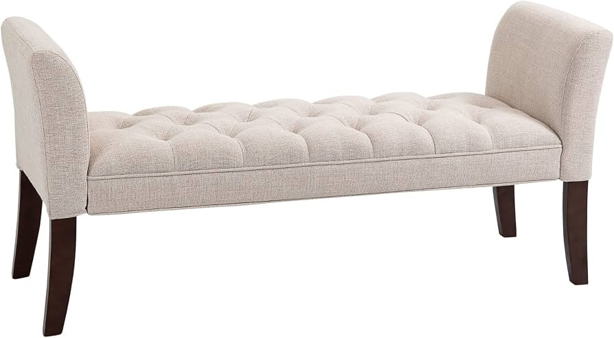 HOMCOM End of Bed Bench with Button Tufted Design, Upholstered Bedroom Entryway Bench with Arms a... | Amazon (US)
