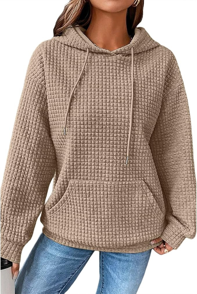SELINK Hoodies For Women Casual Pullover Waffle Long Sleeve Drawstring Hooded Sweatshirt with Poc... | Amazon (US)