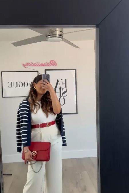 Great spring workwear look! Pop of color with the belt and purse ♥️ 

Workwear
Spring outfit 
White pants
Stripe cardigan
Pop of color accessories 


#LTKstyletip #LTKworkwear #LTKmidsize
