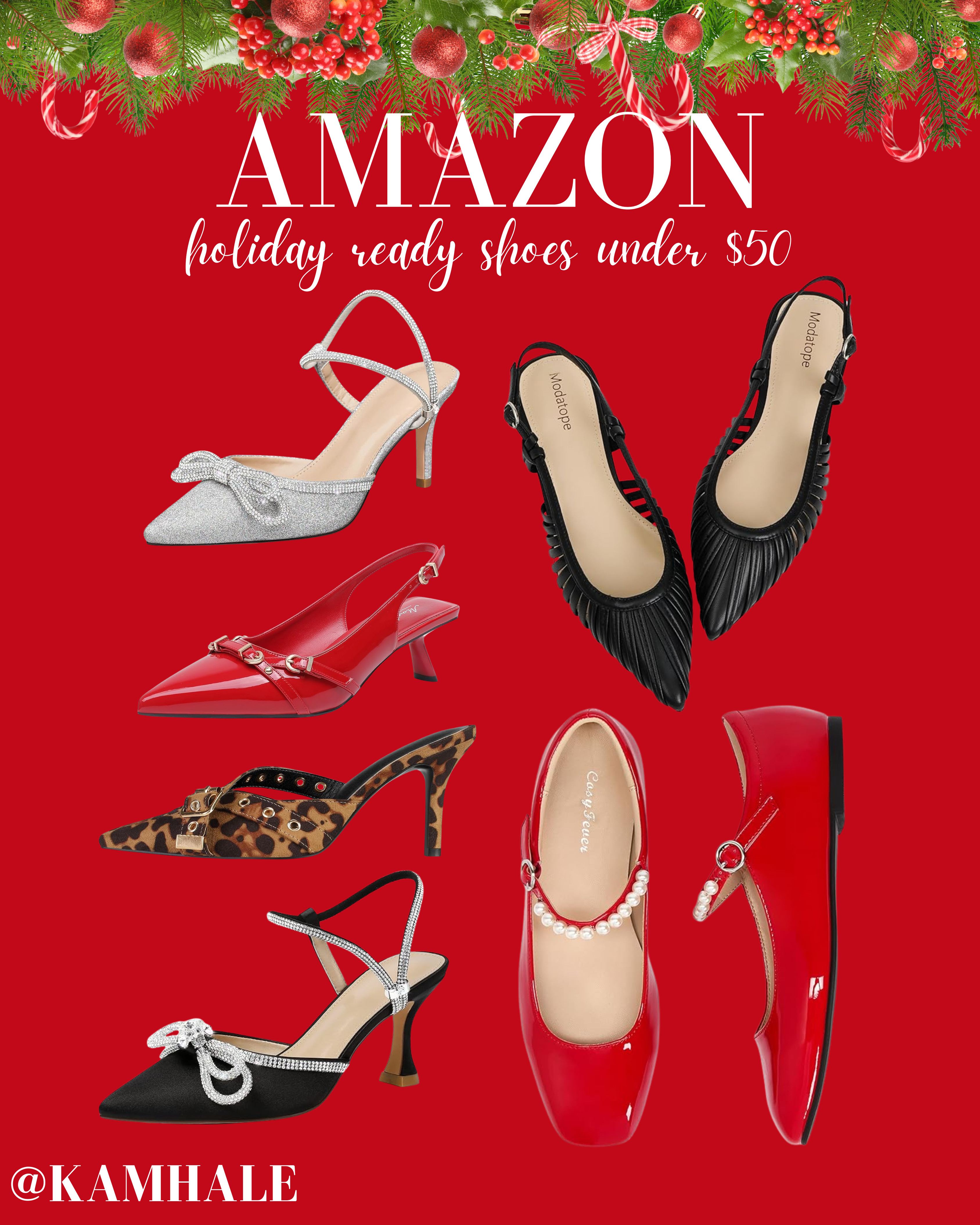 AMAZON HOLIDAY PARTY READY SHOES UNDER $50!
Christmas Party - Work Party - Photos - Slingback - Bow - Bejeweled - Glam - Patent - Buckle - Rhinestone - Pearl - Mary Jane - Flats - Kitten Heels - Pumps - Mules - Leopard Print

#LTKFindsUnder50 #LTKHoliday #LTKSeasonal