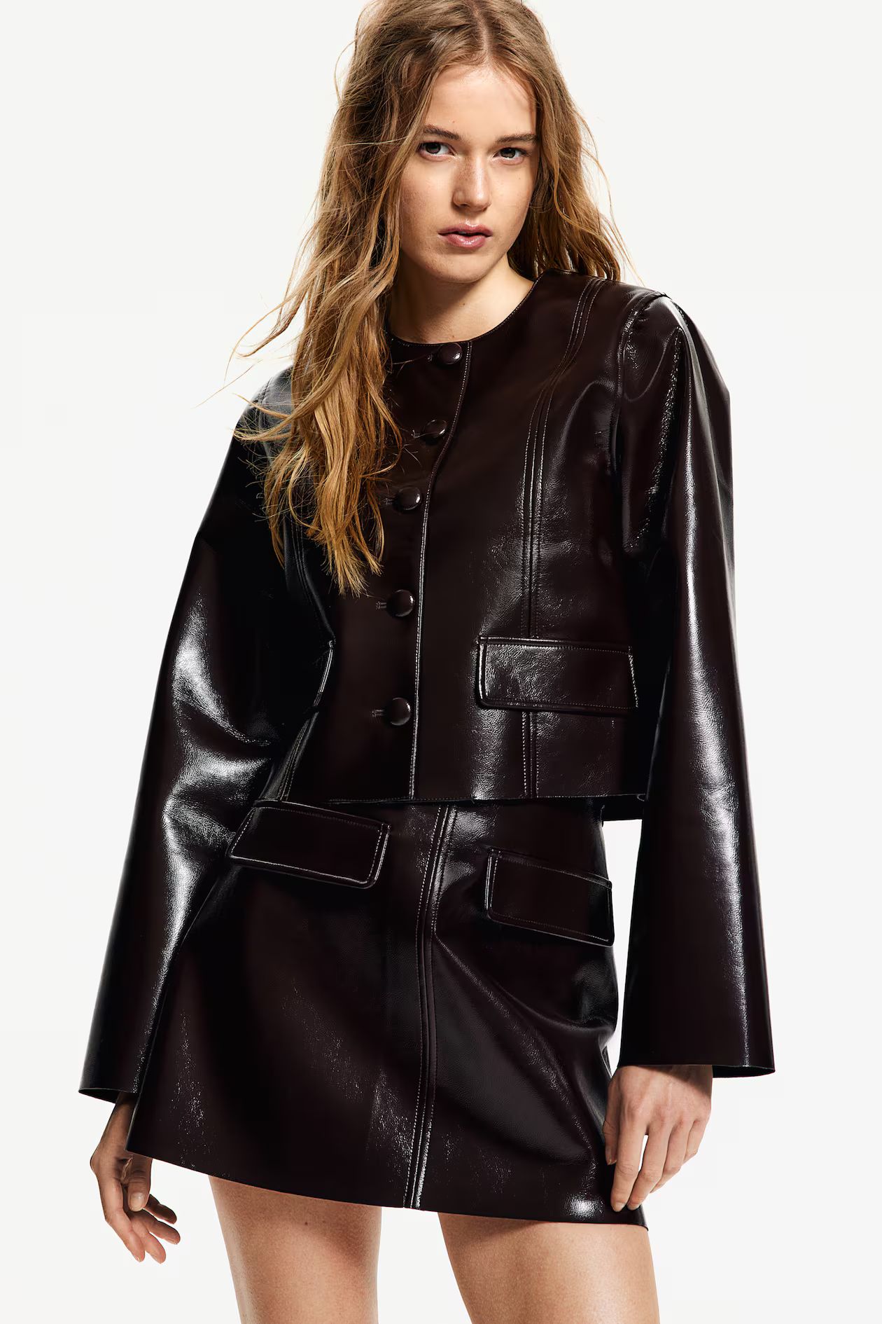 Coated button-front jacket | H&M (UK, MY, IN, SG, PH, TW, HK)