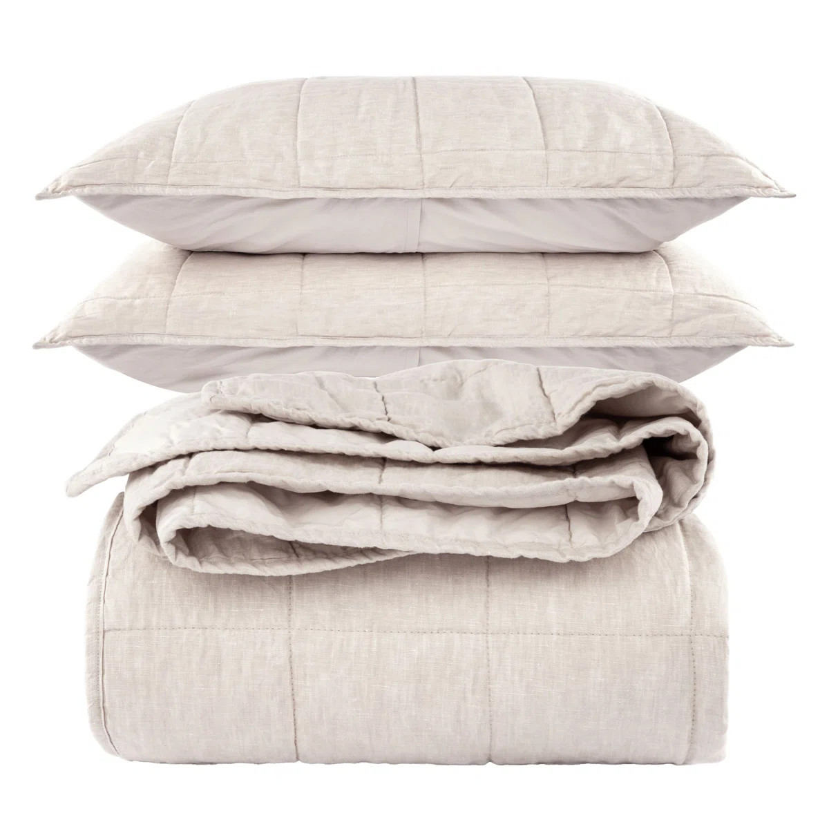 French Linen Box Stitch Quilt & Sham Set | Wayfair North America
