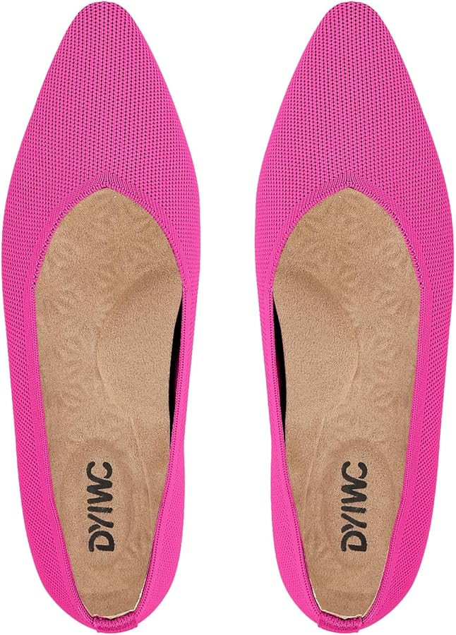 Women's Flat Shoes Comfortable Knit Pointed Toe Washable Ballet Flats with Soft Insole Arch Suppo... | Amazon (US)