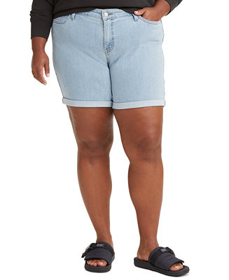 Trendy Plus Size Mid-Length Stretch Denim Shorts | Macy's