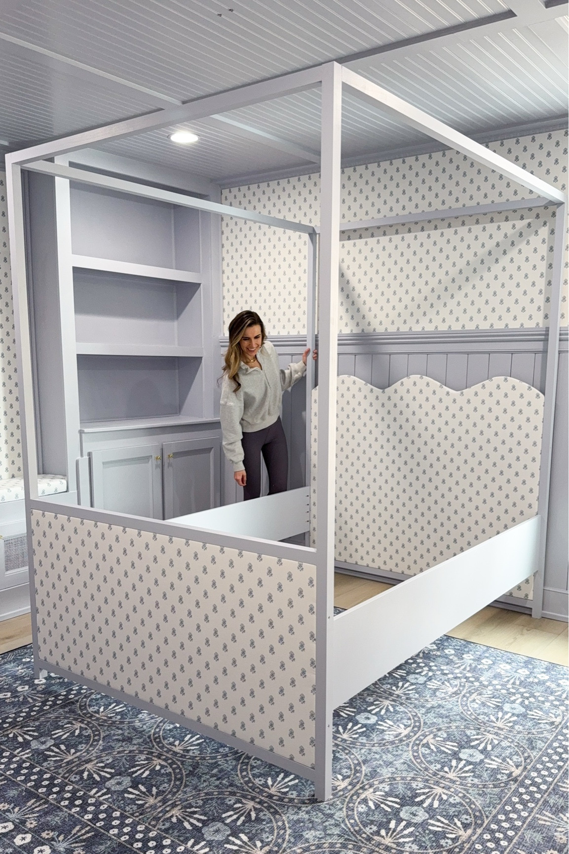 Everything I’ve used so far to build this bed! 

Paint color: Cement Pots by Magnolia in Satin

Cut list:

- 3/4” plywood cut to 45”x55” & 25”x55”
- 2x2s cut to 82” (x4 posts), 55” (x5 for frames), 76” (x2 canopy sides)
- 1x12s cut to 76” (x2)

For a queen, change all your 55” cuts to 61” and all your 76” cuts to 81” (or just match your mattress width & length + 1”).



#LTKSaleAlert #LTKHome #LTKmomlife