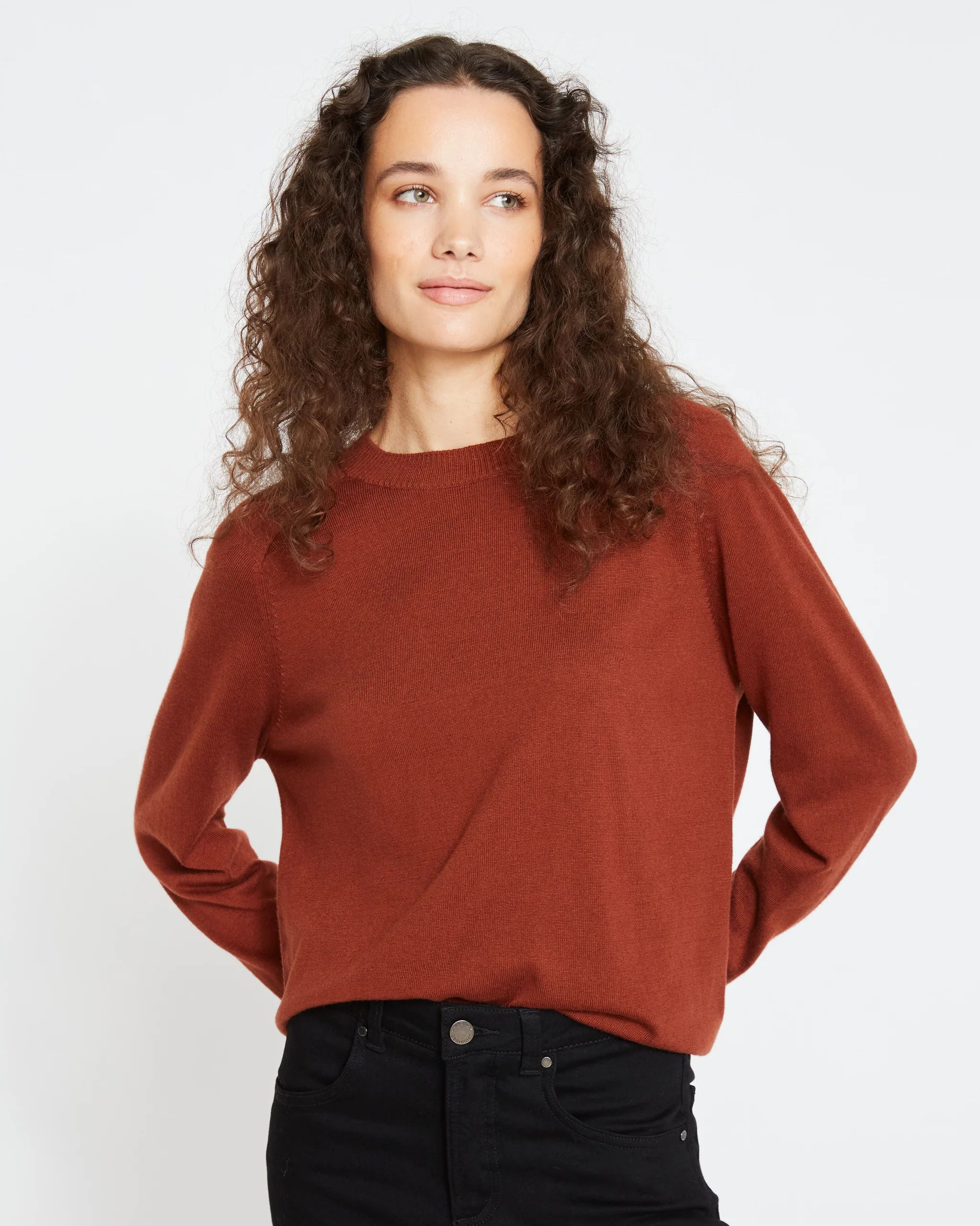 Eco Relaxed Core Sweater - Deep Caramel | Universal Standard