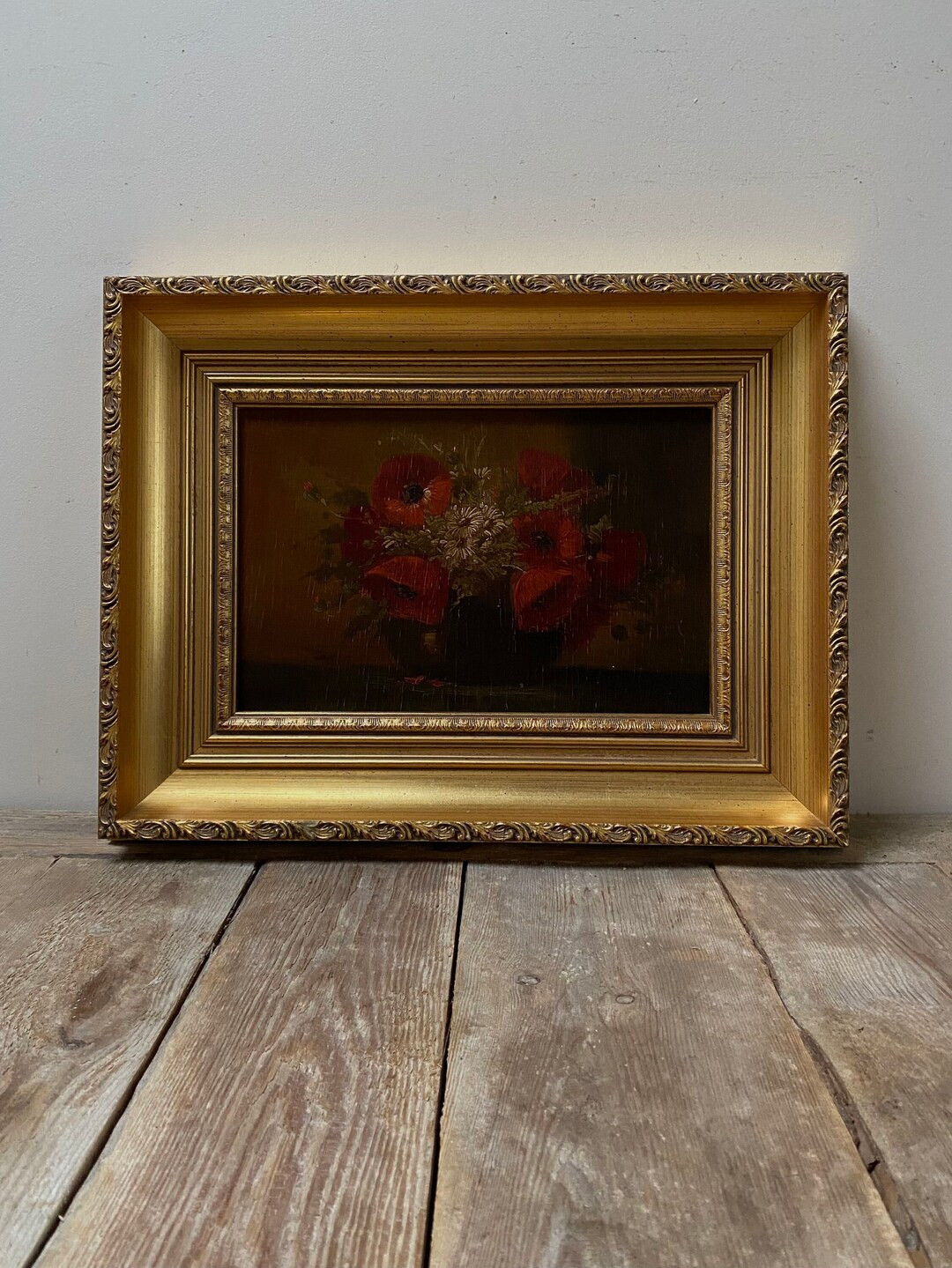 Dark poppies oil painting, dark floral oil painting, dark flower oil painting, red still life oil... | Etsy (US)