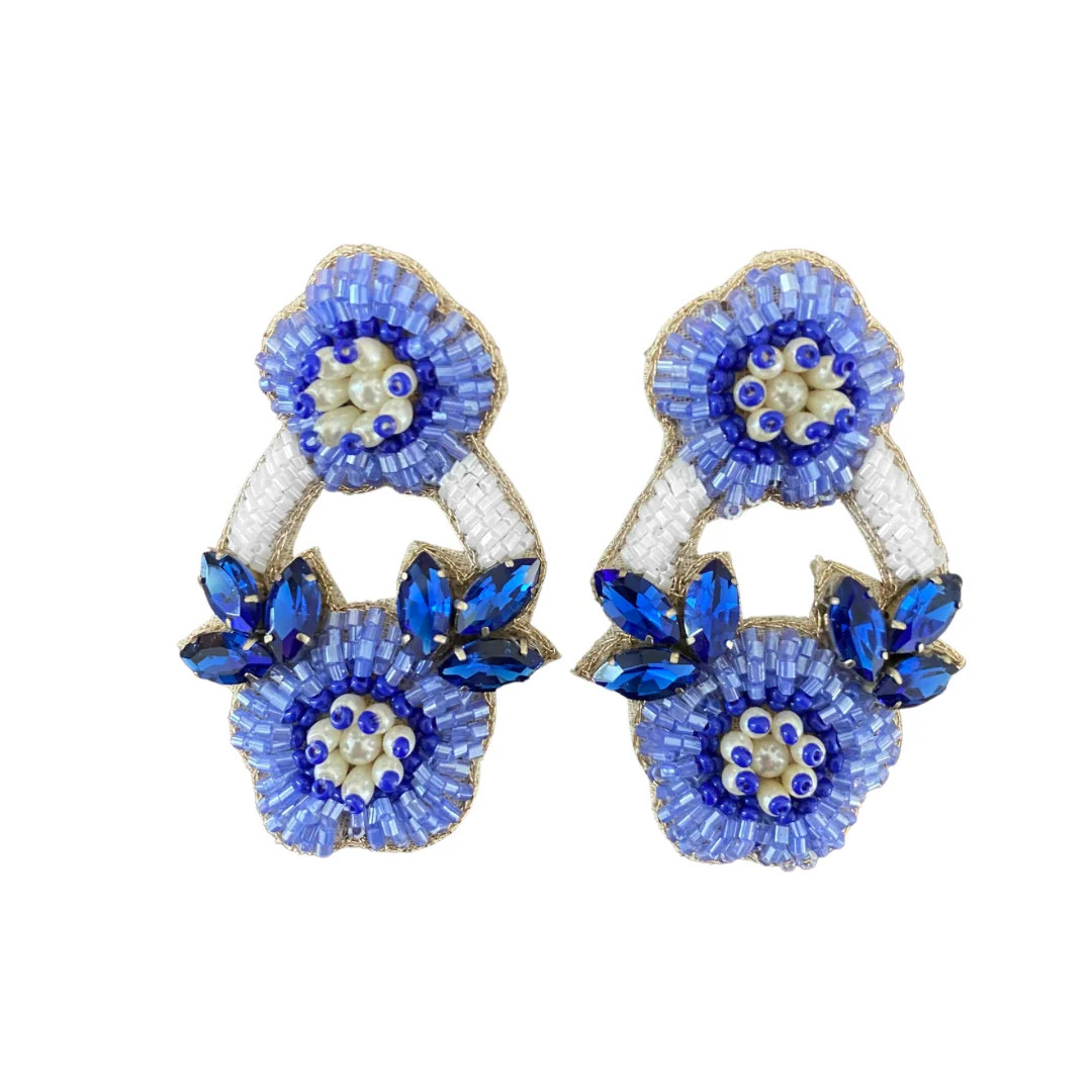 East Hampton Flower Earrings in Blue/Periwinkle/White | Beth Ladd Collections