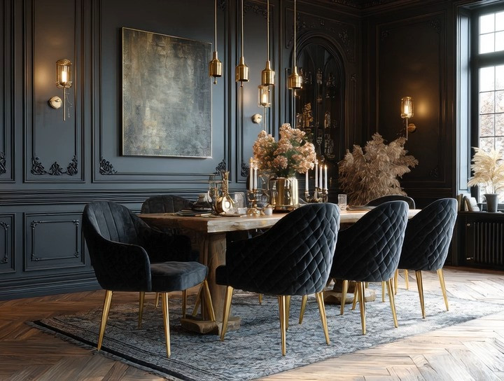 Create this timeless, high-impact dining table look anywhere in your home.
A grounded, earthy solid wood dining table paired with rich black velvet dining chairs and gold metal accents is all you need to instantly elevate your space. This combination brings depth, warmth, and contrast—making it work effortlessly across modern homes, classic interiors, European-inspired spaces, high-rise apartments, and luxury homes.
The wood adds natural balance, the velvet adds softness and drama, and the gold finishes deliver that quiet, hotel-level luxury. Simple, bold, and endlessly versatile—this setup upgrades your dining area without overstyling.

#diningroomdecor #luxurydiningroom #modernhomedecor #interiordesigninspo #velvetchairs #wooddiningtable #blackandgolddecor #quietluxury #elevatedinteriors #luxuryhomeinspo #diningtableinspo #europeaninteriors #timelessdecor #statementdining #homedecorideas 

 #LTKHome