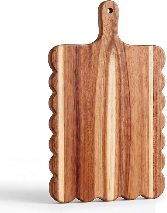 Patelai Scalloped Wood Cutting Board with Handle 15 x 7 Inch Decorative Cutting Board Rectangular... | Amazon (US)