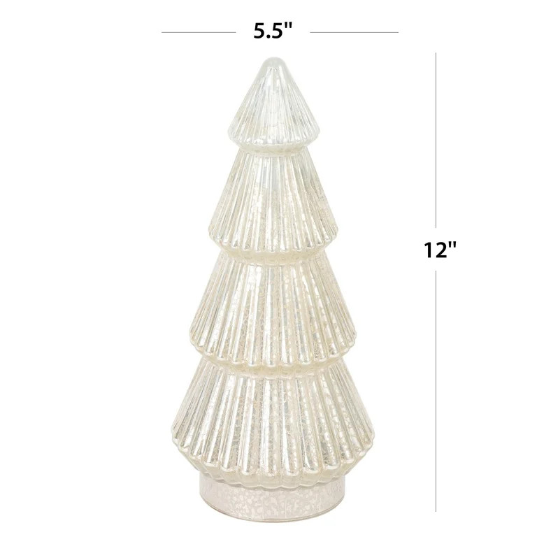 Better Homes & Gardens 12‘’  Decorative Tabletop Christmas Tree in Mercury Ribbed White Glass... | Walmart (US)
