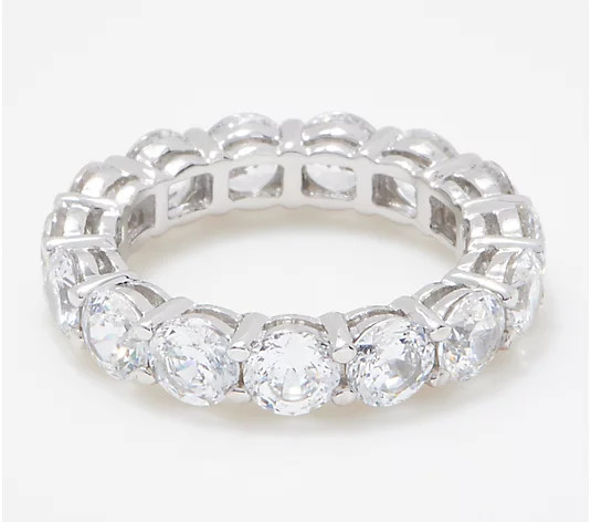 Diamonique 100 Facet "The Amy" Band Ring Platinum Clad | QVC