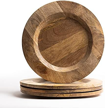 Avera Products | Beautiful Mango Wood Charger Plate 14" Set of 4 | Chargers for Dinner Plates Des... | Amazon (US)