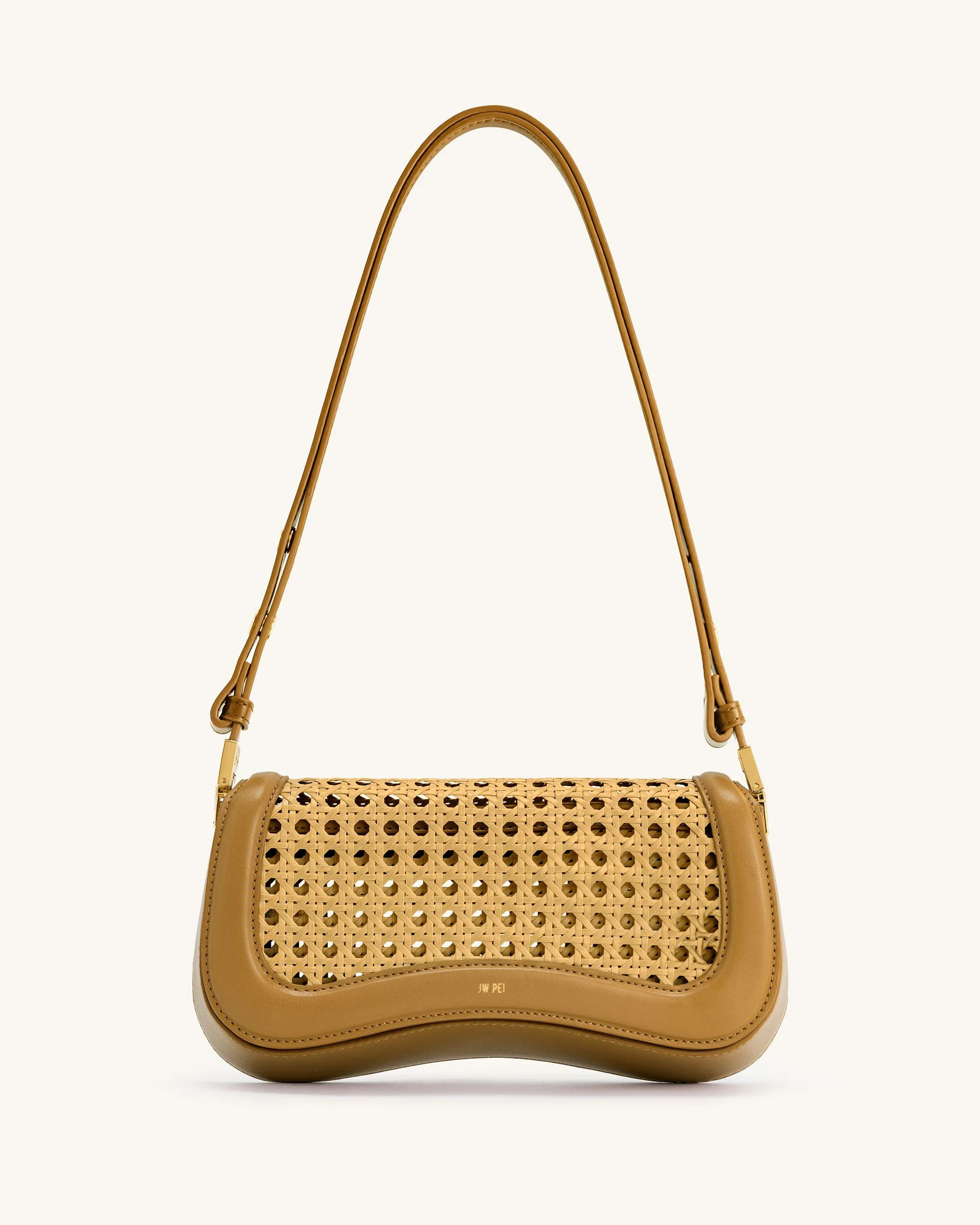 Joy Faux Bamboo Woven Shoulder Bag - Brown | JW PEI US