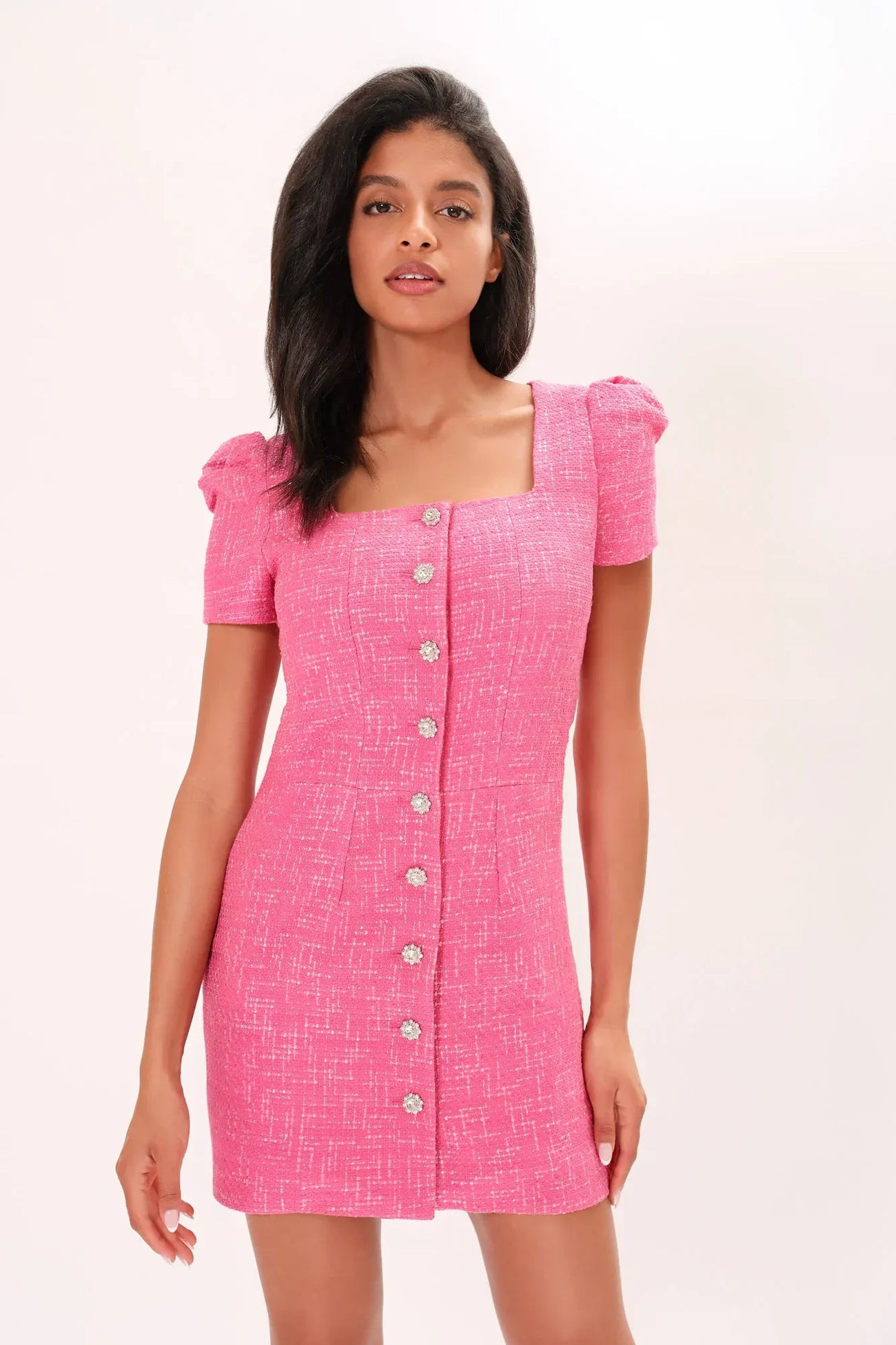 AMELIE TWEED DRESS (FUCHSIA) | CHLOE COLETTE