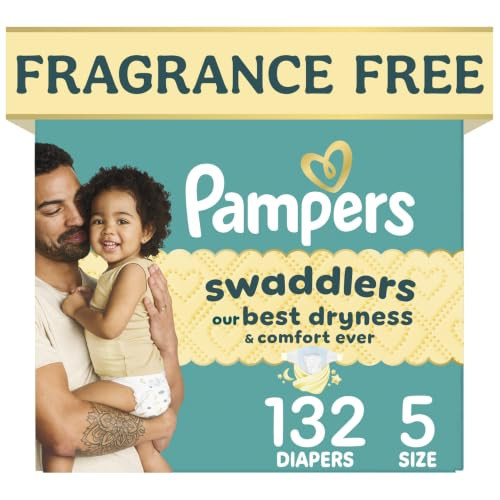 Swaddlers Diapers, Size 5 (20-37 lbs), 132 Count, Fragrance Free, Hypoallergenic, Absorbent, Pediatrician Recommended, Skin Safe | Amazon (US)