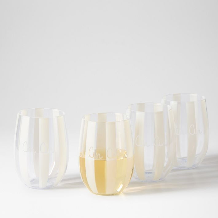Striped Acrylic Stemless Wine Glasses | Mark and Graham