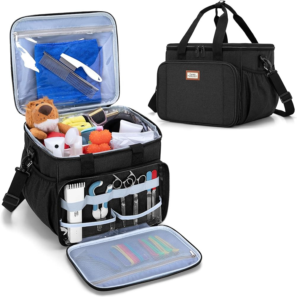 CURMIO Pet Grooming Tote Bag, Pet Grooming Supplies Organizer for Cat Dog grooming kit, Pet Suppl... | Amazon (US)