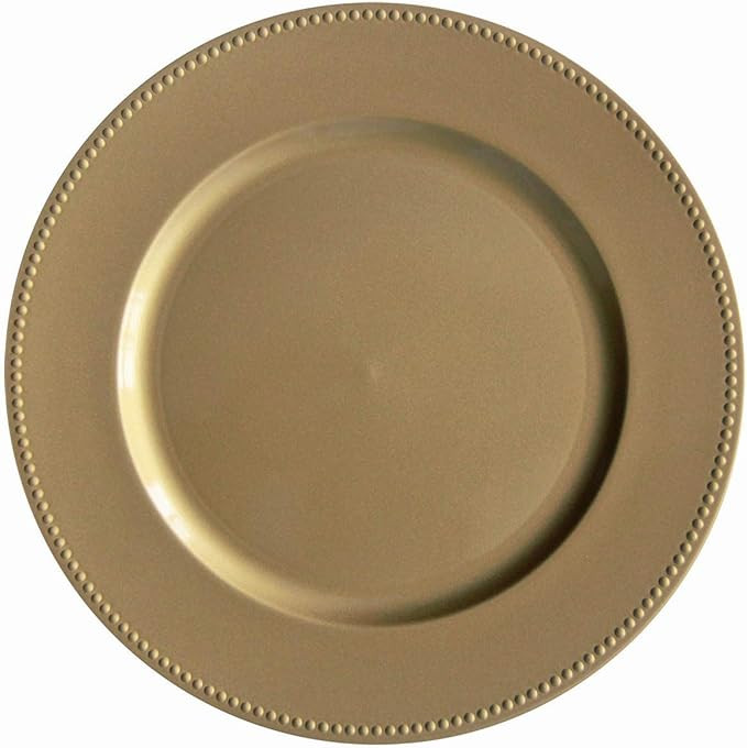 Gold Plastic Beaded Charger Plates - 12 pcs 13 Inch Round Wedding Party Decroation Charger Plates... | Amazon (US)