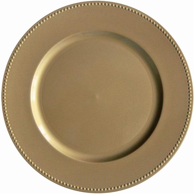 Gold Plastic Beaded Charger Plates - 12 pcs 13 Inch Round Wedding Party Decroation Charger Plates... | Amazon (US)