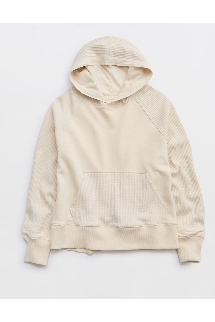 Aerie Essential Waffle Hoodie Women's Heather Frost XXS | American Eagle Outfitters (US & CA)