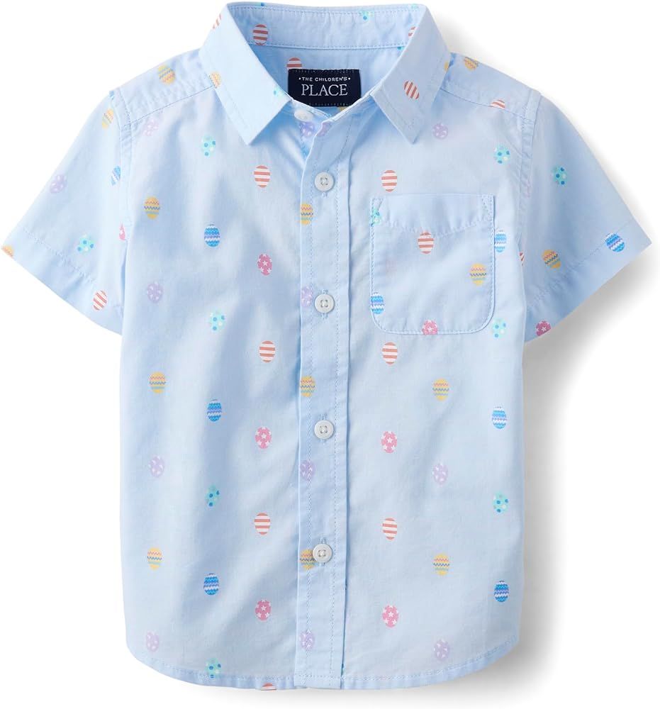 The Children's Place baby boys Poplin Short Sleeve Button Down Shirt | Amazon (US)