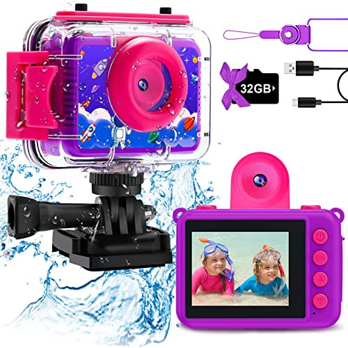 GKTZ Kids Camera - Waterproof Underwater Camera for Kids, Christmas Birthday Gifts for Girls Age 3-12, 1080P HD Children Digital Action Camera, Pool Toys for Kids Age 4-12 | Amazon (US)