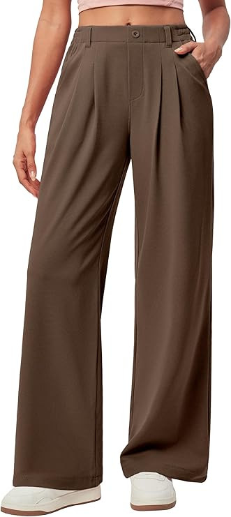 IUGA Wide Leg Pants Woman Pull on Stretchy Work Dress Pants High Waisted Business Casual Trousers... | Amazon (US)