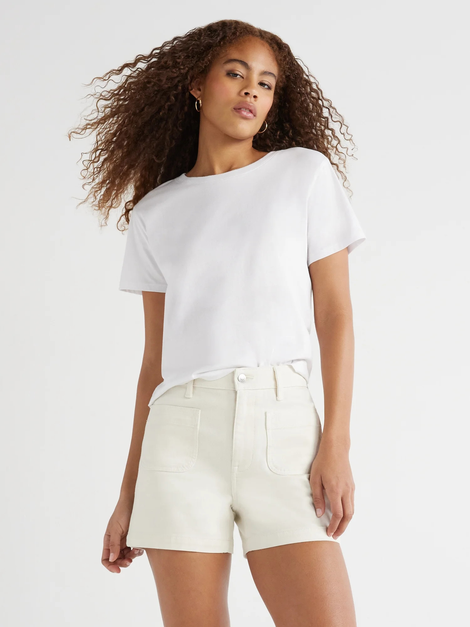 Free Assembly Women's Cotton Cropped Boxy Tee with Short Sleeves, Sizes XS-XXL | Walmart (US)