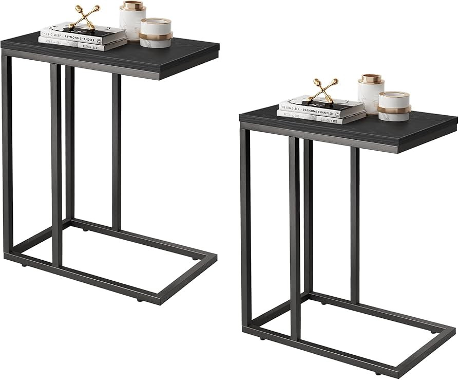 WLIVE Side Table Set of 2, C Shaped End Table for Couch, Sofa and Bed, Large Desktop C Table for ... | Amazon (US)