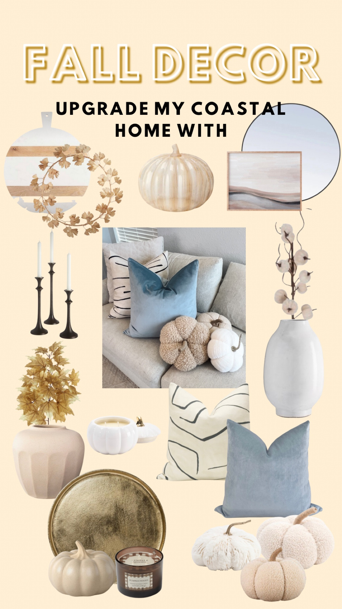 Fall home decor- coastal home decor, fall floral, fall pillows, velvet pillows, pumpkin pillows, pumpkin pillows, vase, marble cutting board, ceramic vase, gold tray, fall candle, pumpkin candle, brass leaf, coastal home decor, black round mirror, modern coastal 

#LTKHalloween #LTKSeasonal #LTKhome