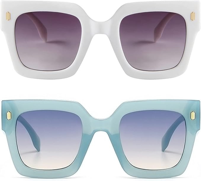 Oversized Sunglasses Womens Trendy, Square Vintage Shades UV400 Protection | Amazon (US)