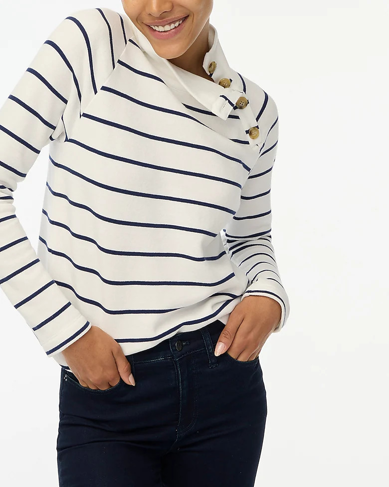 Striped wide button-collar pullover sweatshirt | J.Crew Factory