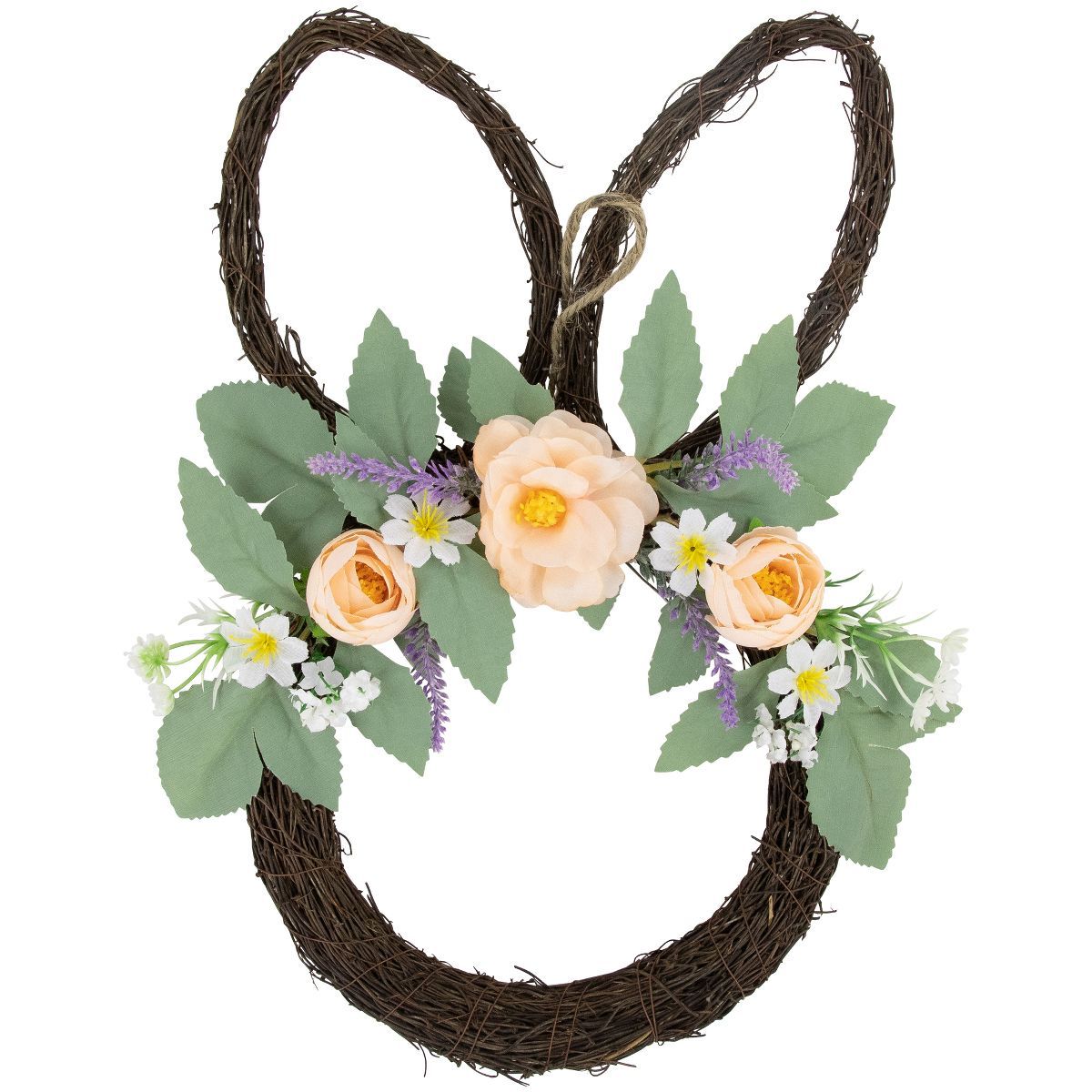 Northlight 15" Bunny Ears Floral Easter  Twig Wreath | Target