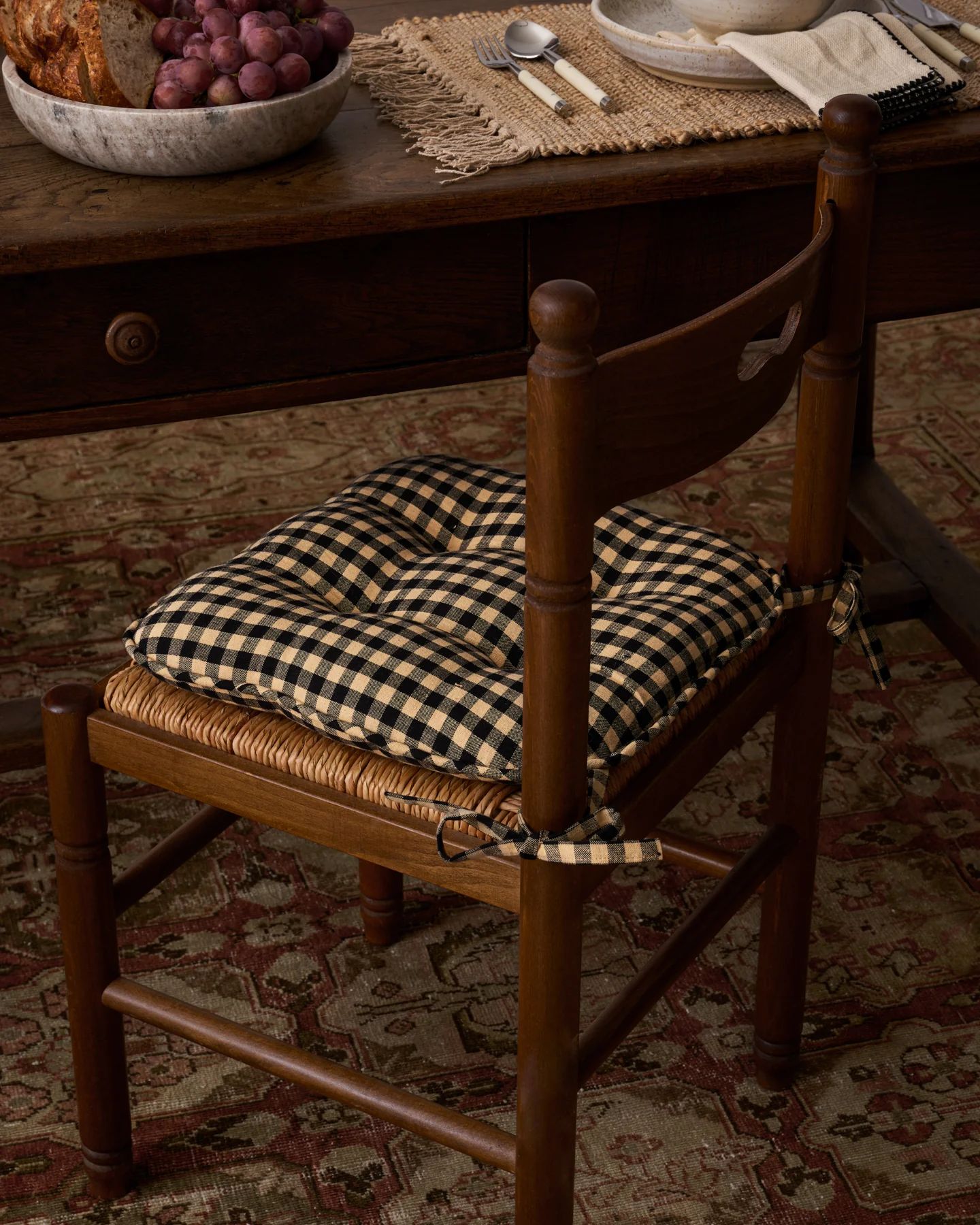 Country Gingham Seat Cushion | The Vintage Rug Shop