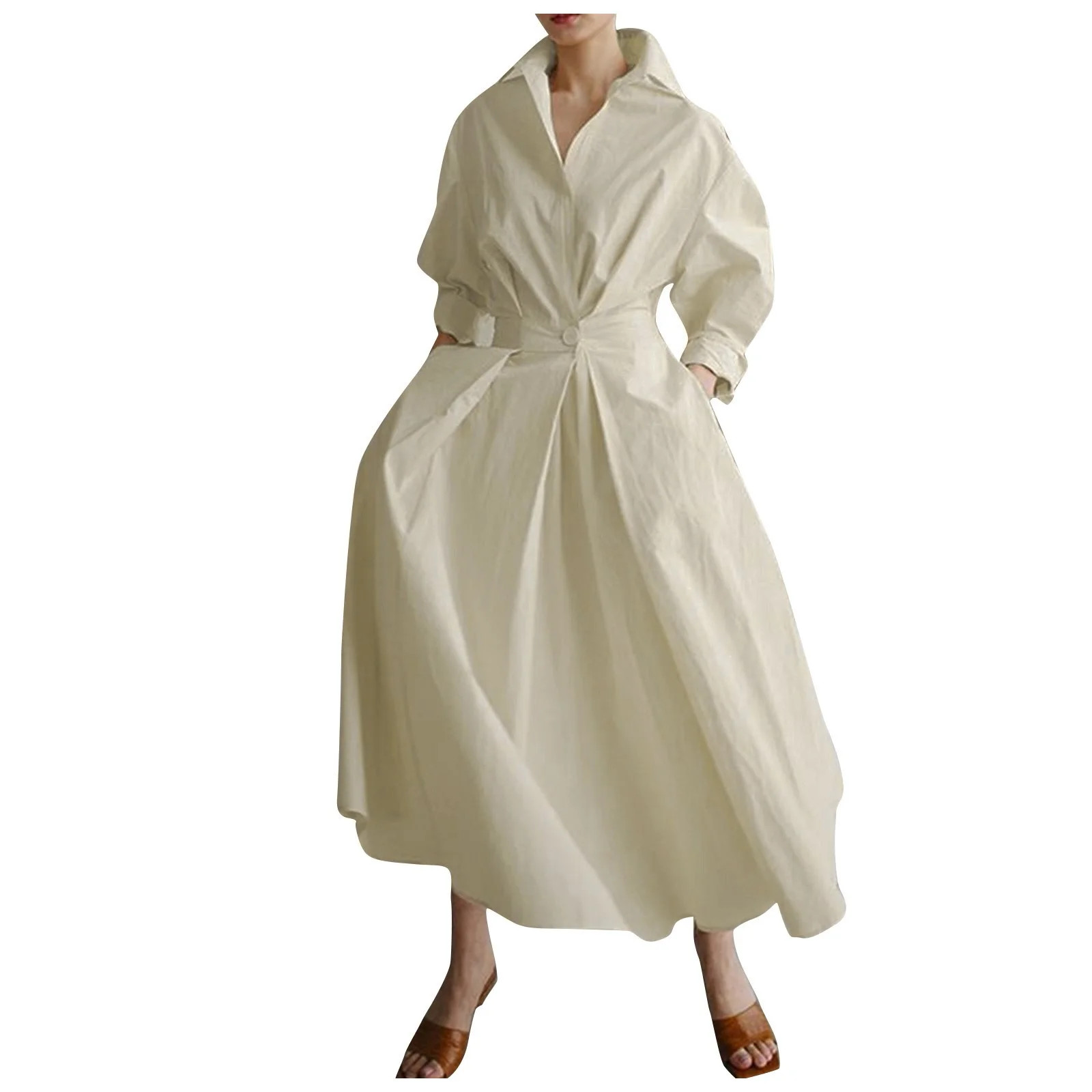 High Waist Casual Long Shirt Dress Long Maxi Dresses For Women | Walmart (US)