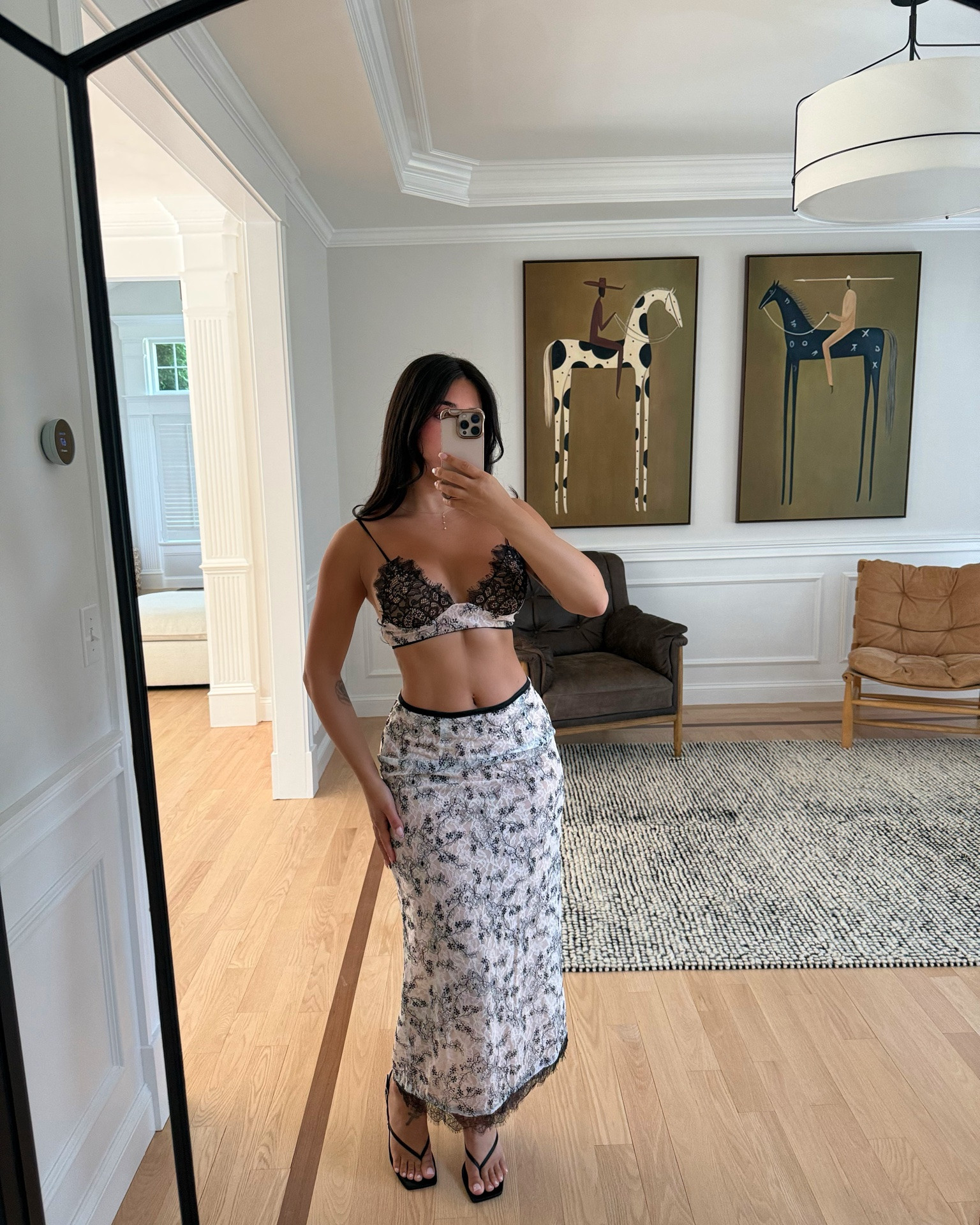 I am wearing a size small in both the top and bottom :)
