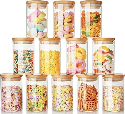 8oz Glass Jars Set of 12, AIKWI Glass Spice Jars with Bamboo Lids and Labels, Airtight Glass Food... | Amazon (CA)