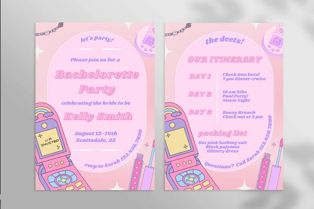 Y2k Bachelorette Invitation 2000s Theme Bach Party With - Etsy | Etsy (US)
