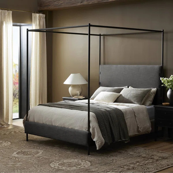 Nathanuel Upholstered Metal Canopy Bed | Wayfair North America