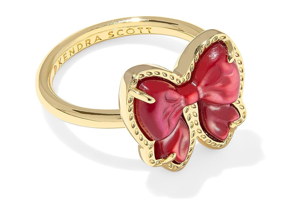 Kendra Scott Haley Bow Band Women's Ring Women's Ring Gold Scarlet Red Mother Of Pearl : 6, Brass | Zappos