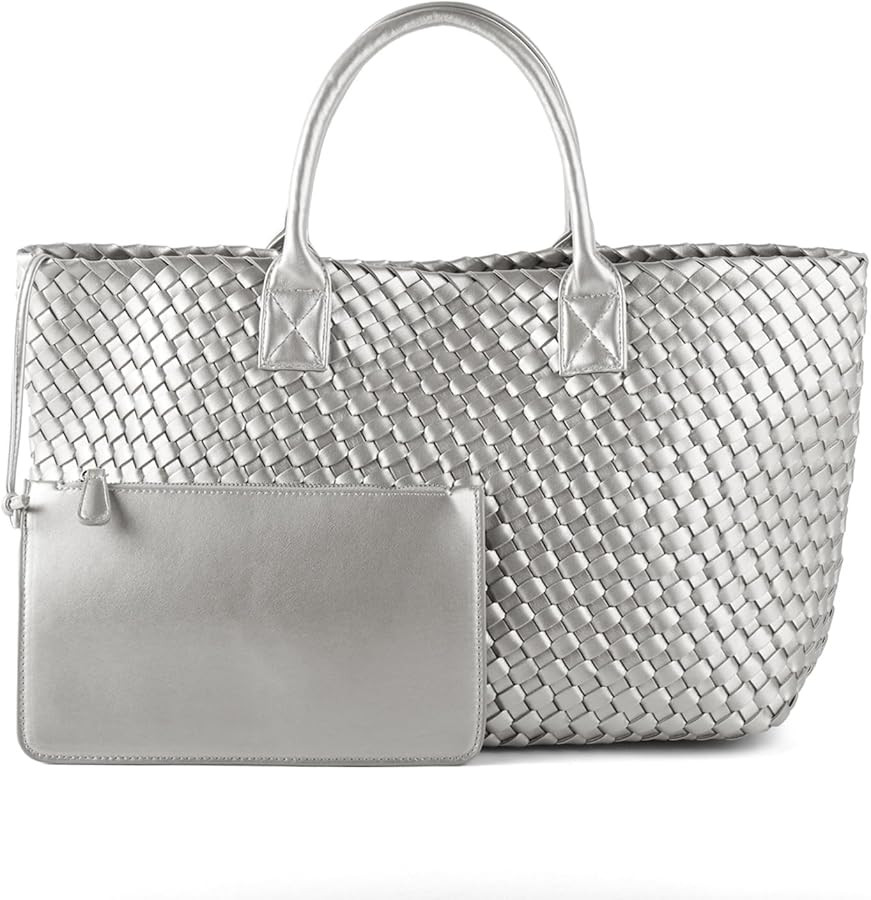 Bolso de mano tejido para mujer, estilo retro, tejido a mano, bolso de viaje de gran capacidad, b... | Amazon (US)