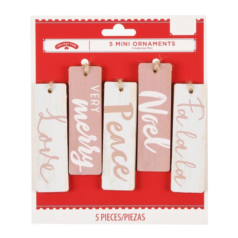 Holiday Time Word Tag Christmas Ornaments, 6.13", 5 Count | Walmart (US)